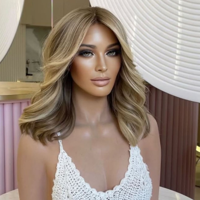 Unprocessed Virgin Hair 5x5 Closure 13x4 Lace Front Wig Short Bob Brazilian Hair Wavy Blonde Multi-color Wig 130% 150% Density Highlighted / Balayage Hair Natural Hairline 100% Virgin Glueless4