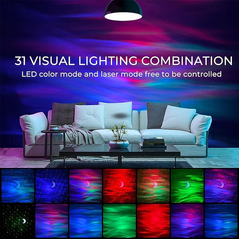 Galaxy Aurora Projector 3 in 1 LED Northern Lights Star Projector 6 White Noise Starry Moon Light with Bluetooth Speaker for Adult Kids Gift Bedroom Room Decor2