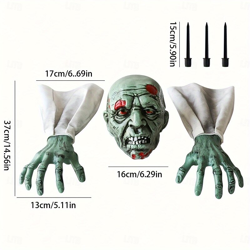 3pcs Realistic Halloween Skeleton Stakes - Spooky Ground Breaker with Arms and Skull Outdoor Lawn and Garden Decor for Halloween Parties Durable Plastic Yard Decoration Halloween Decorations4