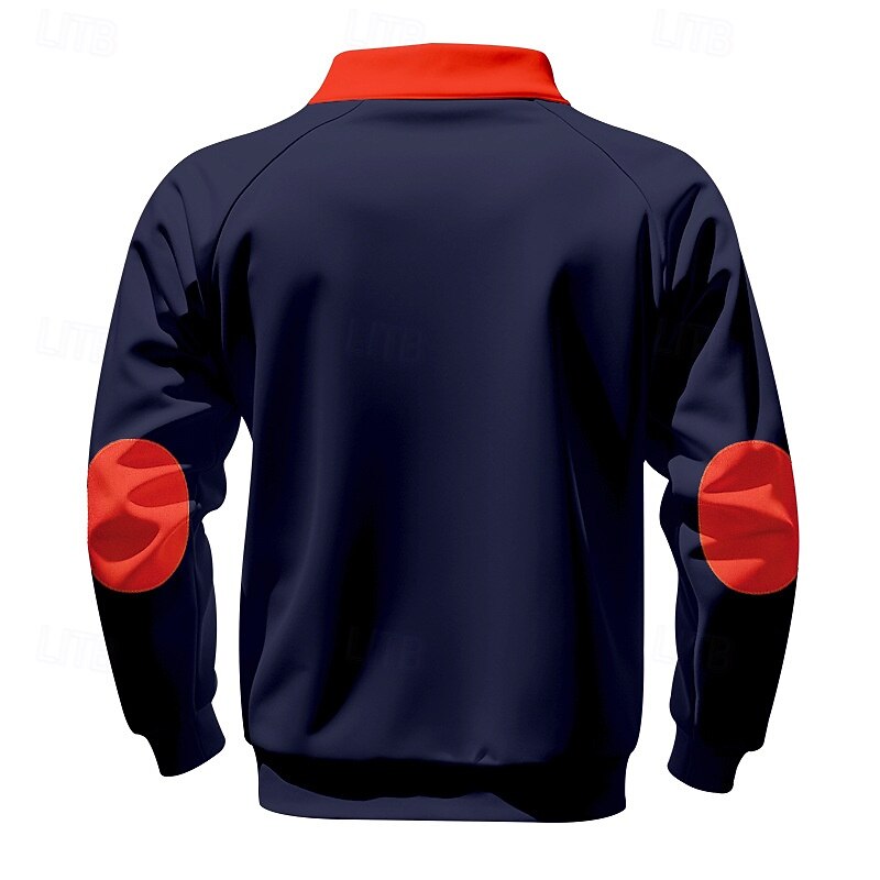 Men's Sweatshirt Quarter Zip Sweatshirt Black Navy Blue Camel Light Grey Dark Gray Half Zip Color Block Sports & Outdoor Daily Holiday Polyester Streetwear Basic Casual Spring Autumn / Fall Clothing3