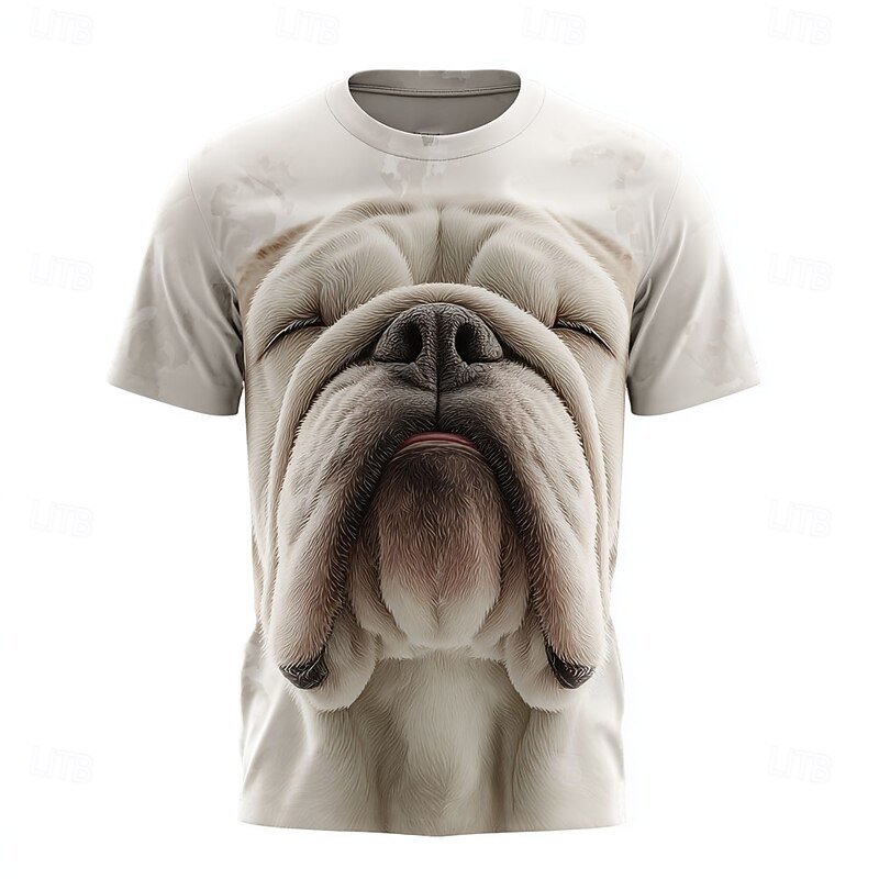 Men's Dog 3D Cartoon Funny T Shirt Short Sleeve T shirt 3D Print Crew Neck Shirt Fashion Exaggerated Daily Street Casual Daily White 1 White White 2 Summer Spring Clothing Apparel S M L XL XXL XXXL