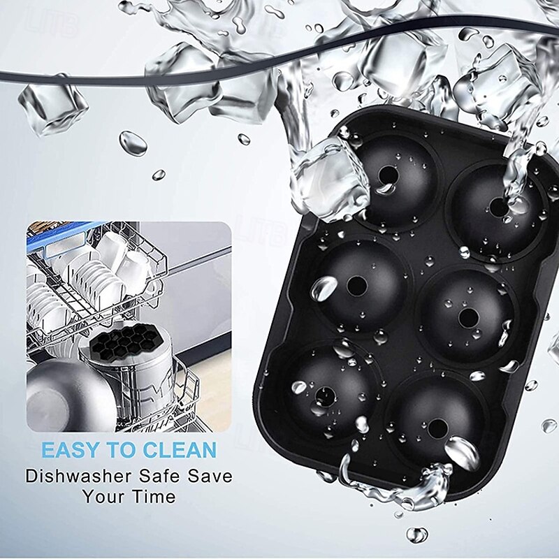 Round Ice Ball Mold for Whiskey, Large Silicone Ice Sphere Tray with Lid, Easy Release & Quick Freeze Ice Maker for Cocktails, Bars, Parties, Big Ice Cube Mould for Drinks3