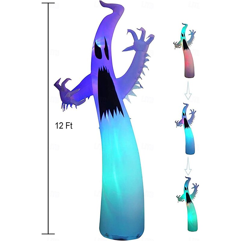 1 Pc Halloween Inflatable 3.6M 12 Foot Sparkling Flame Phantom Air Model Outdoor Courtyard Lawn Garden Party Halloween Horror and Weird Decorative Light3