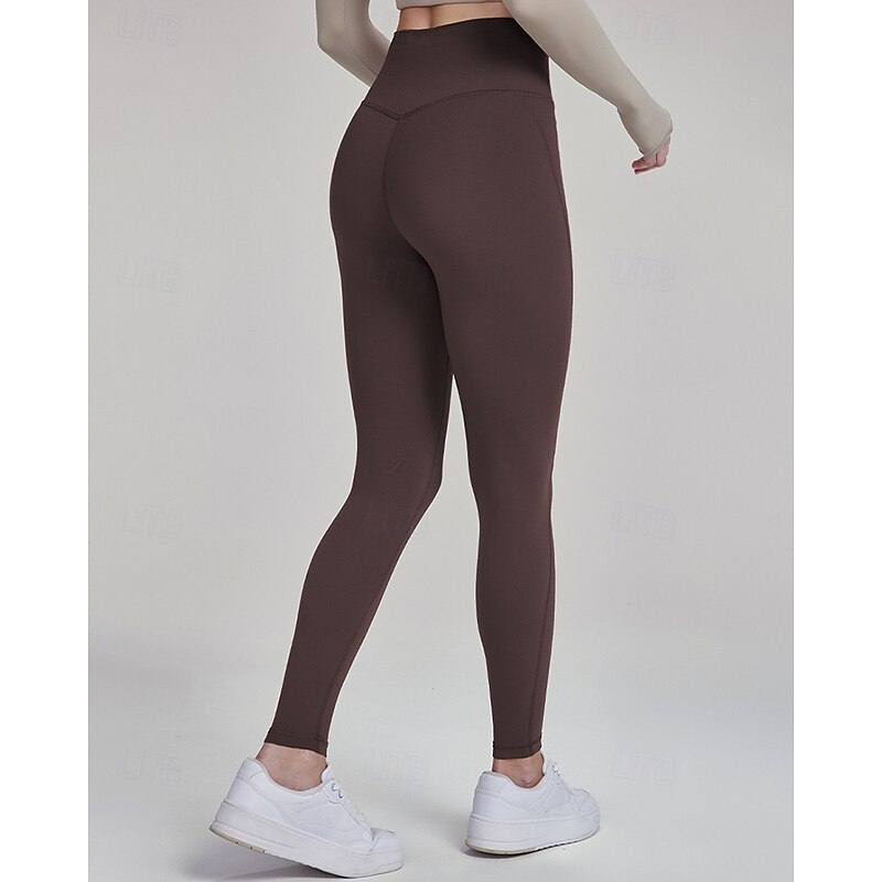 Women's fitness pants Pilates Pants Yoga Pants Reflective Strips Lightweight High Waist Gym Pilates Zumba Bottoms Solid Color Black Red Coffee Fall Sports Activewear4