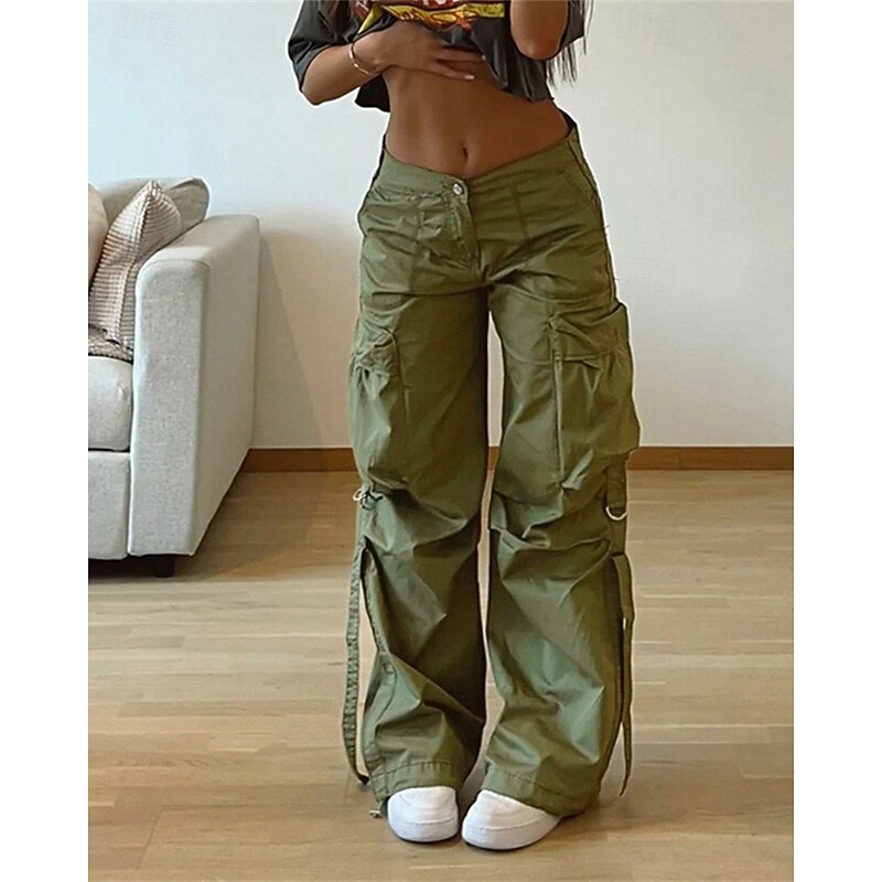 Women's Cargo Pants Pants Trousers Fashion Streetwear Full Length Natural Solid Colored Pocket Comfortable Micro-elastic Sports & Outdoor Daily Wear Black Army Green Apricot Spring Fall Regular Fit3