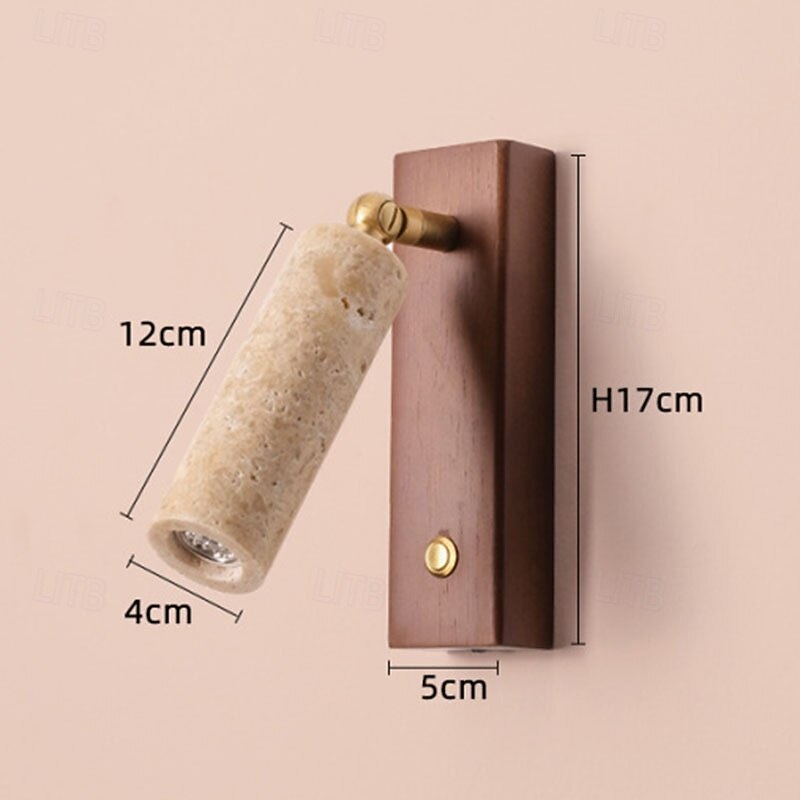 LED Wall Lamp Rotatable Bedside Wall Mounted Reading Light Nordic Natural Stone Wall Sconce Wall Lighting with Switch Wood Rustic Light Fixture for Living Room Restaurant Loft Kitchen4