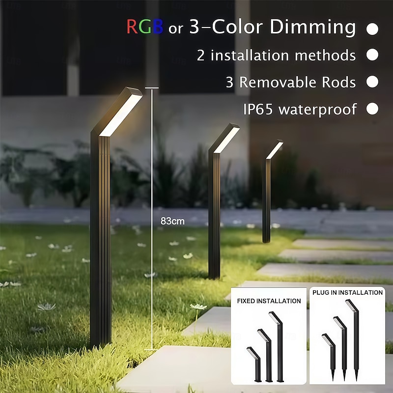LED Solar Pathway Lights Outdoor RGB Pathway Lawn Light IP65 Waterproof Solar Lamp for Garden Walkway Path Driveway Patio Yard Decor  1PC