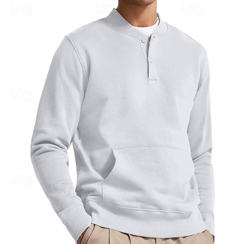 Men's Sweatshirt White Pink Light Blue Standing Collar Plain Patchwork Pocket Sports & Outdoor Daily Holiday Polyester Streetwear Basic Casual Spring Autumn / Fall Clothing Apparel Hoodies3