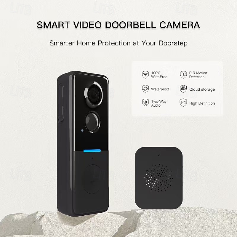 1080P Smart Wireless Video Doorbell Camera with Ringtone Night Vision Real-time Alerts AI Body Detection WiFi Two-Way Calls Cloud Storage2