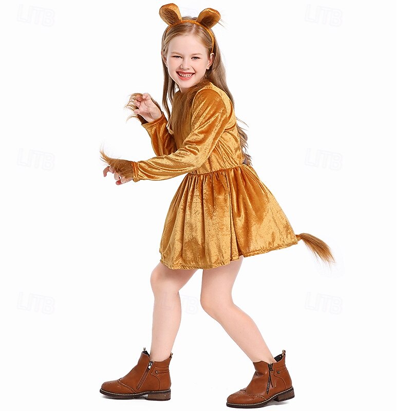 Animal Lion Halloween Dress Costume Fairy Tail Cute Kid's Girls' Halloween Carnival World Book Day Performance Educational Dress Up School Event Dress Up Easy Halloween Costumes Dress Up2