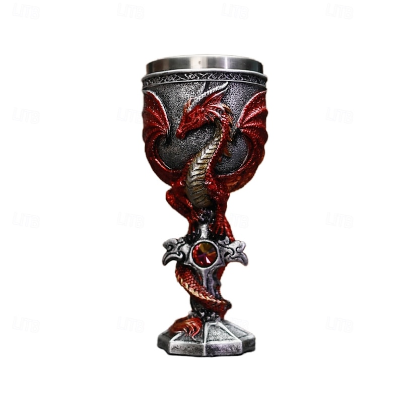 3D Evil Dragon Wine Glass, Western Dragon Stainless Steel Goblet, Dragon Warrior Sculpted Stemmed Wine Cup, Unique Fantasy Red Wine Glass2