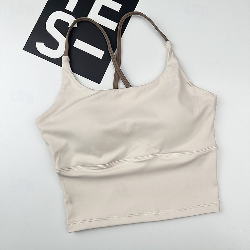 Women's Yoga Bra Pilates Bra Sports Vest Bra Top High Supports Breathable Wireless With pads Solid / Plain Color Sport Activewear Black White Gym Zumba Running3