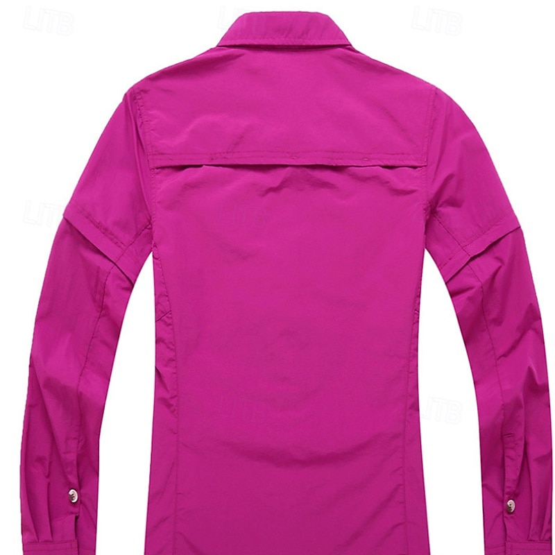 Women's Hiking Shirt Long Sleeve Turndown Top Outdoor Waterproof Windproof Lightweight Nylon Army Green Khaki Rose Red Running Camping / Hiking / Caving2