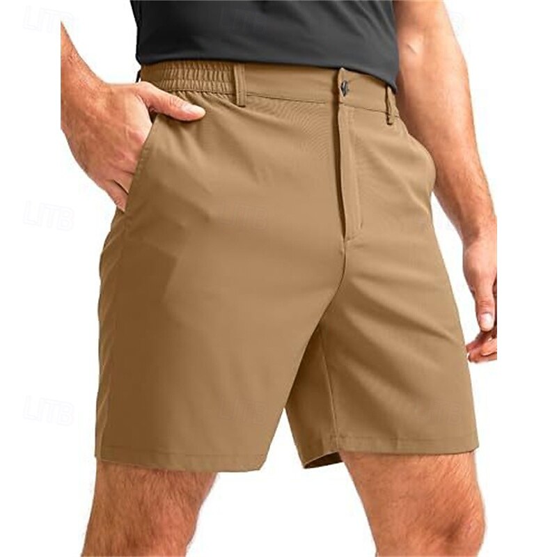 Men's Cargo Shorts Shorts Summer Shorts Elastic Waist Multi Pocket Plain Comfort Wearable Knee Length Outdoor Sport Daily Fashion Casual Black Blue