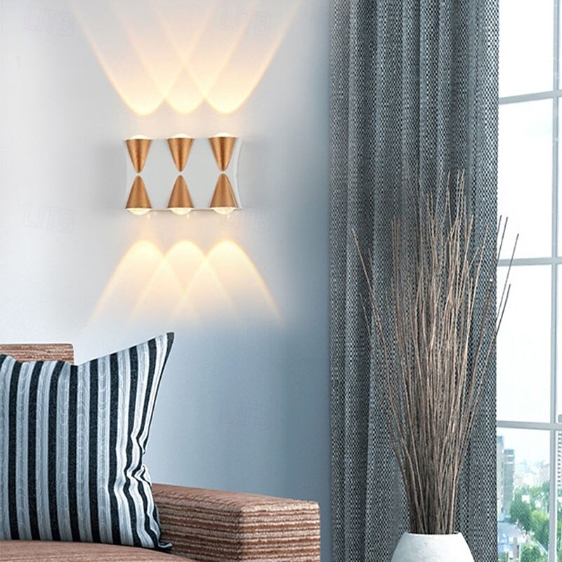 Led Outdoors Wall Lamp 10W Up/Down Lighting Indoor 4/6/8/10Head Curved Waterproof IP65 Wall Lamp Modern Bedroom Lamp Warm White Light AC85-265V4