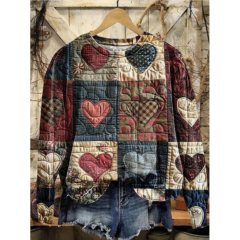 Women's Pullover Sweatshirt Floral Graphic Geometric Casual Long Sleeve Crew Neck Regular Tops Home Street Dailywear Print Yellow Blue Purple Orange Brown Summer Spring Fall Winter