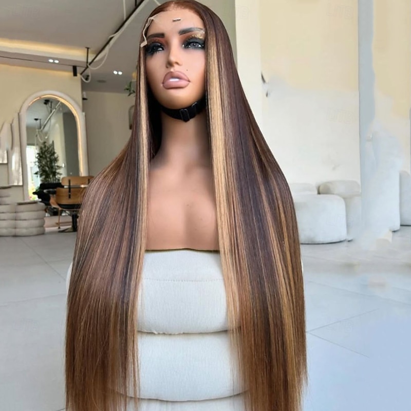 Brazilian Virgin Hair Blonde Highlighted Human Hair Wigs 5x5 Lace Closure Glueless Wigs Colored 13x4 Lace Frontal Wig  PrePlucked3