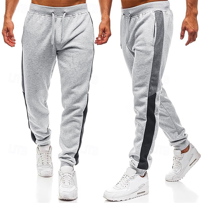 Men's Athletic Pants Sweatpants Joggers Trousers Pocket Elastic Waist Drawstring Color Block Comfort Sports Outdoor Daily Fashion Casual Black Light Grey Micro-elastic3