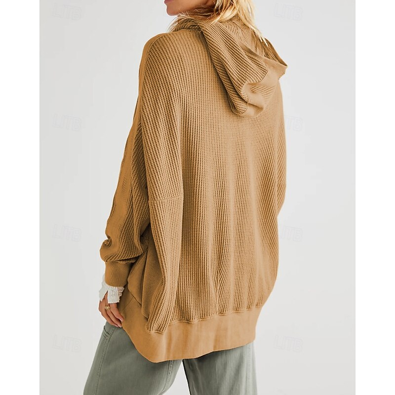 Women's Hoodie Outdoor Jacket Zipper Pocket Long Sleeve Jacket Athleisure Fall Solid Colored Thermal Warm Windproof Tennis Golf Running Sportswear Activewear Black Army Green Blue3