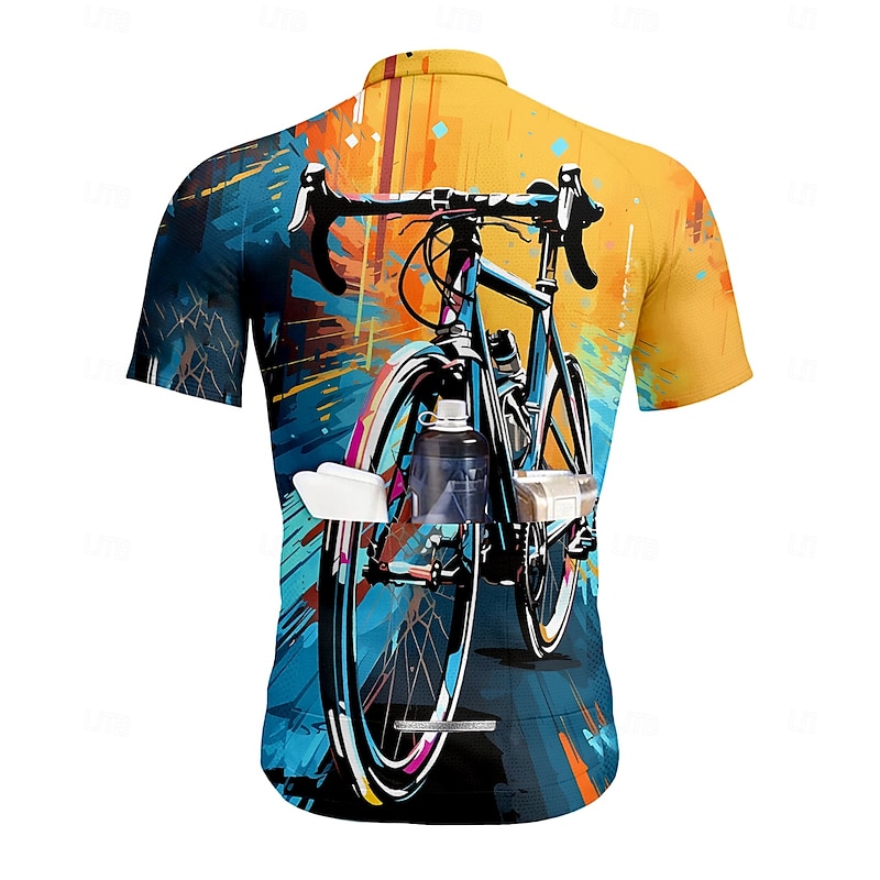 Men's Women's Cycling Jersey Graphic Geometric Short Sleeve Bike Jersey Top with 3 Rear Pockets UV Resistant Quick Dry Front Zipper Reflective Strips Sports Blue Clothing Apparel2
