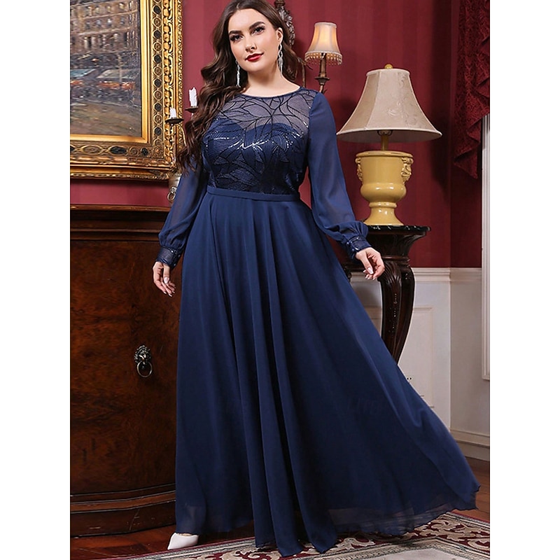 A-Line Evening Gown Elegant Dress Formal Wedding Floor Length Long Sleeve Crew Neck Chiffon with Pleats3