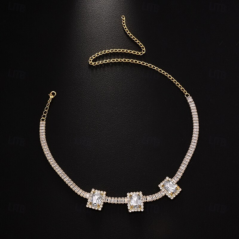 Choker Necklace Zircon Women's Fashion Artistic Luxury Transparent Wedding Geometric Necklace For Wedding Party Daily2