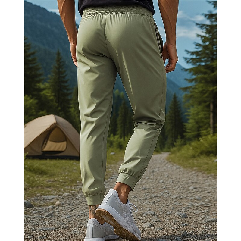 Men's Hiking Pants Trousers tracksuit bottoms Summer Outdoor Regular Fit Waterproof Windproof Quick Dry Lightweight Pants / Trousers Elastic Waist Black Dark Green Camping / Hiking Golf Running XS S3