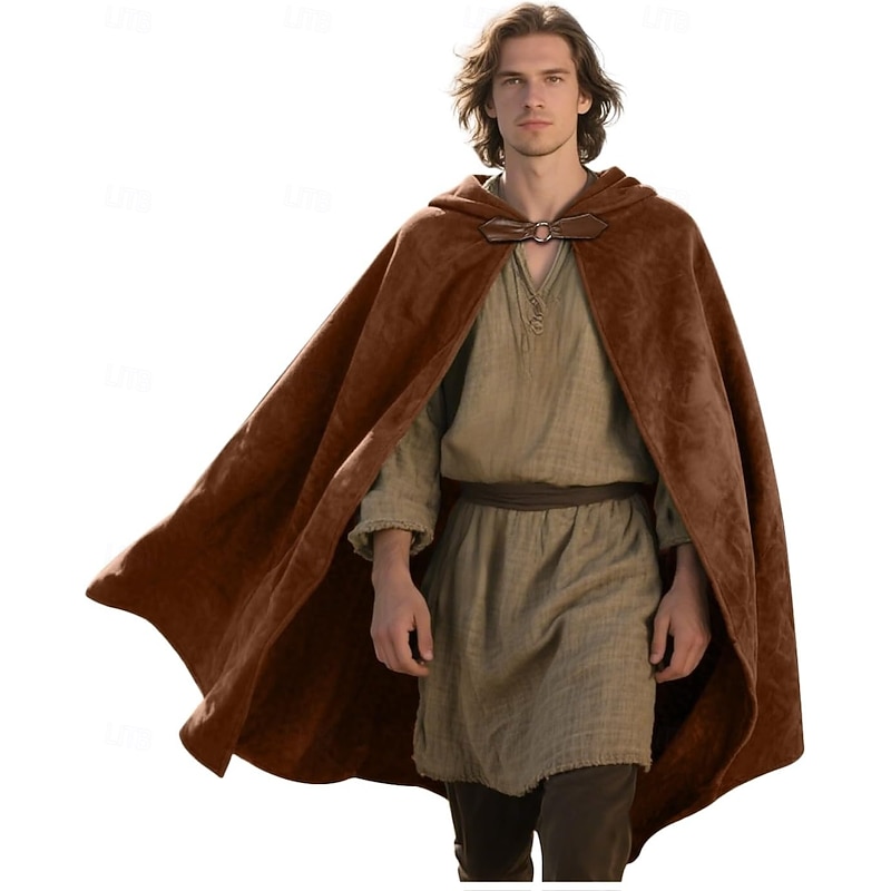 Medieval Hoodies Robe Normal Fashion Collarless Fancy Dress Adults Adults' Cloak All Seasons2