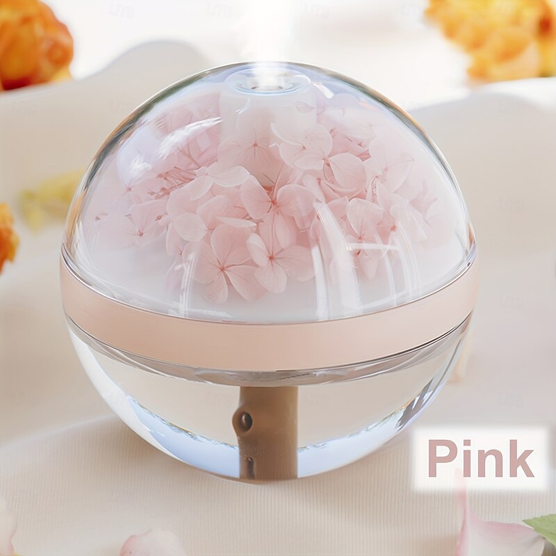 1pc 270ml Whimsical Spherical Air Humidifier with LED Night Light Color-Changing Flowers & Fragrance Diffuser  Silent Operation USB Rechargeable Perfect for Home Bedroom Office and Relaxation2