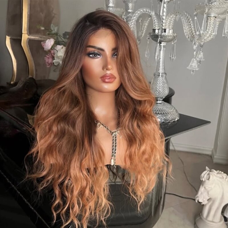 Unprocessed Virgin Hair 5x5 Closure 13x4 Lace Front Wig Free Part Brazilian Hair Wavy Multi-color Wig 130% 150% Density Ombre Hair Natural Hairline 100% Virgin Glueless Pre-Plucked For Women Long2