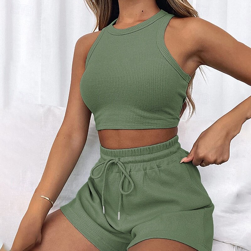 Women's Sport Set Sports Tank Top Sports Top Short Sleeveless Athleisure Solid Colored Wick Moisture Tennis Golf Running Sportswear Activewear Apricot Black White2