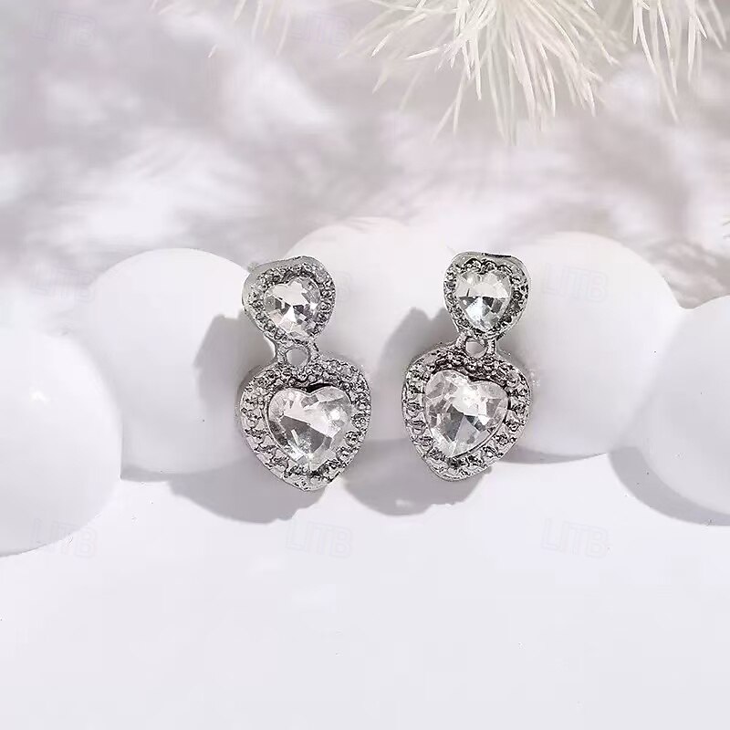 Women's Stud Earrings Geometrical Heart Joy Tropical Stylish Luxury Earrings Jewelry Silver For Party4