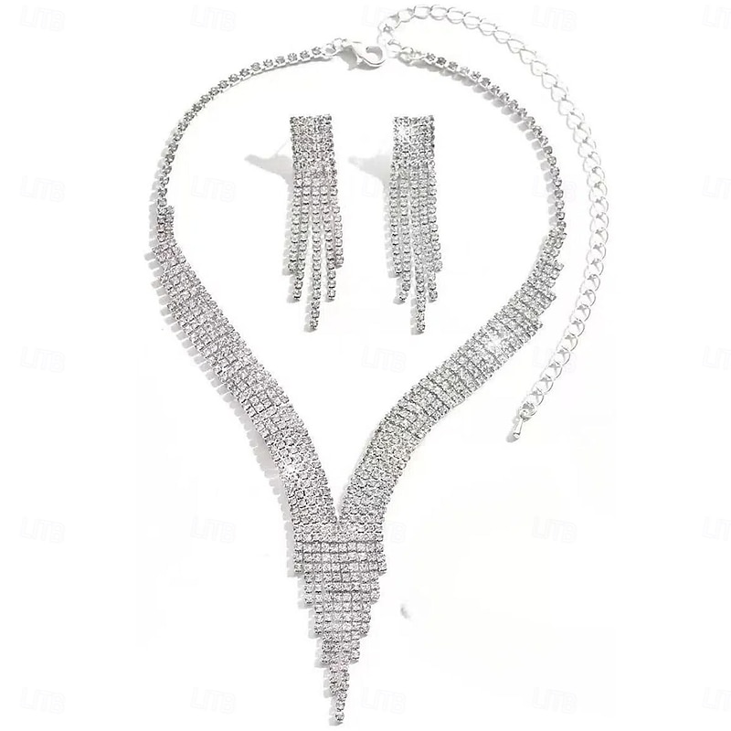 Bridal Jewelry Sets One-piece Suit Alloy Earrings Necklace Women's Stylish Cute Geometrical Precious Jewelry Set For Party Evening Wear2
