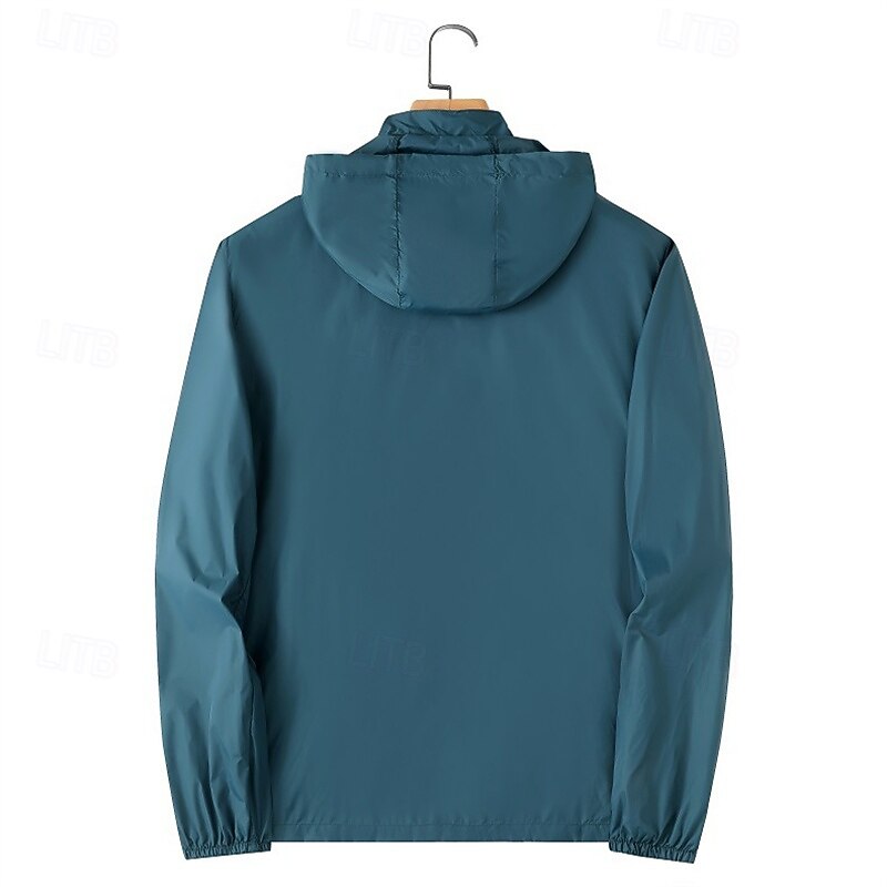 Men's Running Jacket Outdoor Jacket Full Zip Long Sleeve Outerwear Athletic Solid Colored Sun Protection Quick Dry Lightweight UV Cooling Tennis Golf Running Sportswear Activewear Army Green Blue4