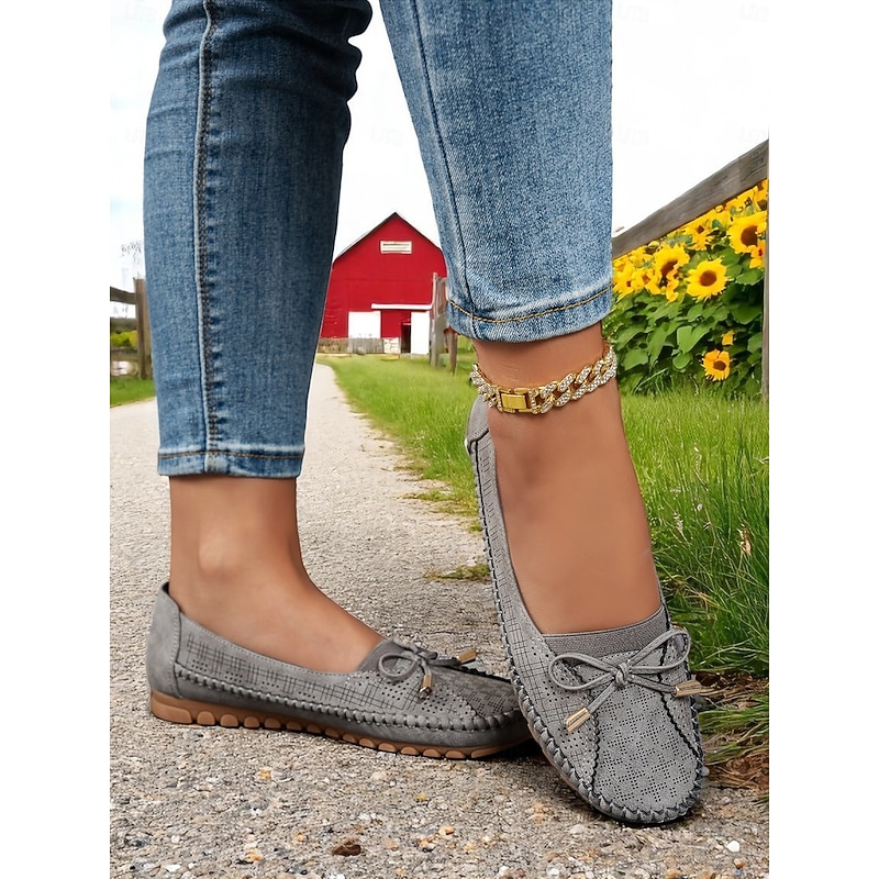 Women's Pink Bow Moccasin Flats – Lightweight Casual Driving Loafers for Daily Errands, Garden Walks and Cottagecore Outfits3