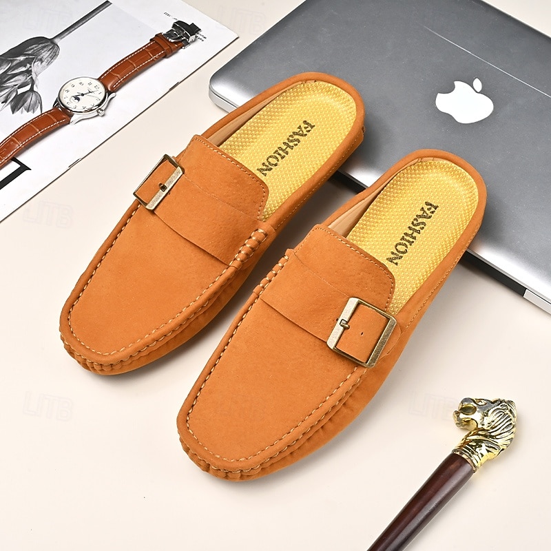 Men's Buckle Strap Faux Leather Moccasin Loafers, Slip-On Lightweight Driving Shoes for Casual Style, Business Travel and Everyday Wear2