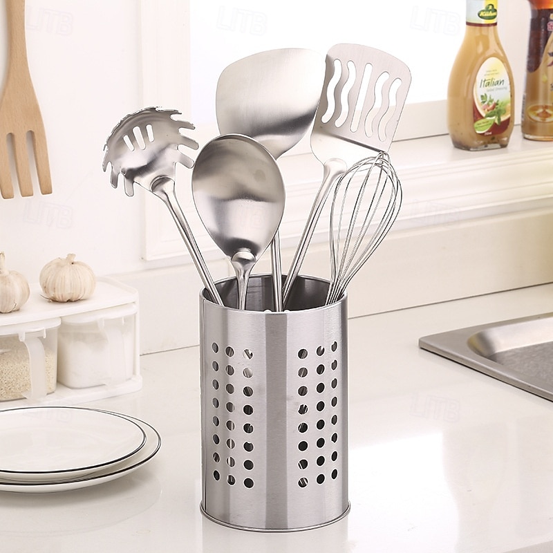 Enlarged Stainless Steel Hanging Chopstick Holder, Raised Cutlery Drainage Basket, Multifunctional Kitchen Storage Rack for Utensils and Tableware