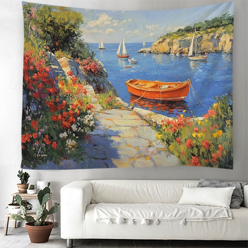 Summer Vacation Ocean Hanging Tapestry Wall Art Large Tapestry Mural Decor Photograph Backdrop Blanket Curtain Home Bedroom Living Room Decoration4