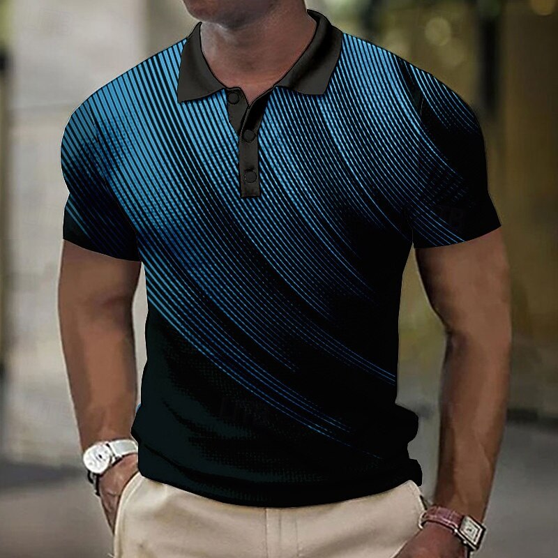 Men's Geometric Waffle Polo Shirts Golf Shirt Short Sleeve Polo Shirts Collared Shirts Business Casual Vacation Wear Formal Wear Festival Wear Buttons 3D Print Black White Yellow4