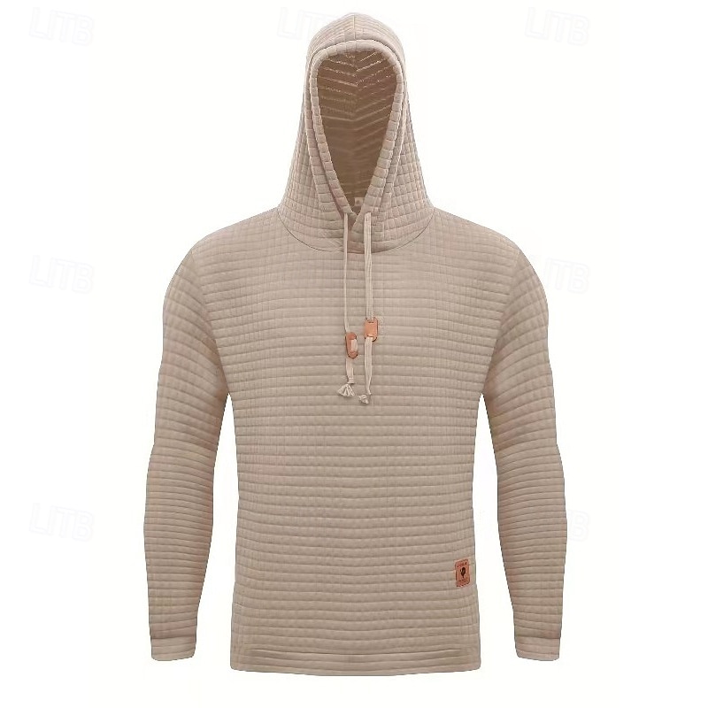 Men's Waffle Sweatshirt Hoodie White Army Green Khaki Hooded Plain Drawstring Casual Daily Sports Polyester Cool Designer Sportswear Fall & Winter Clothing Apparel Hoodies Sweatshirts  Long Sleeve2