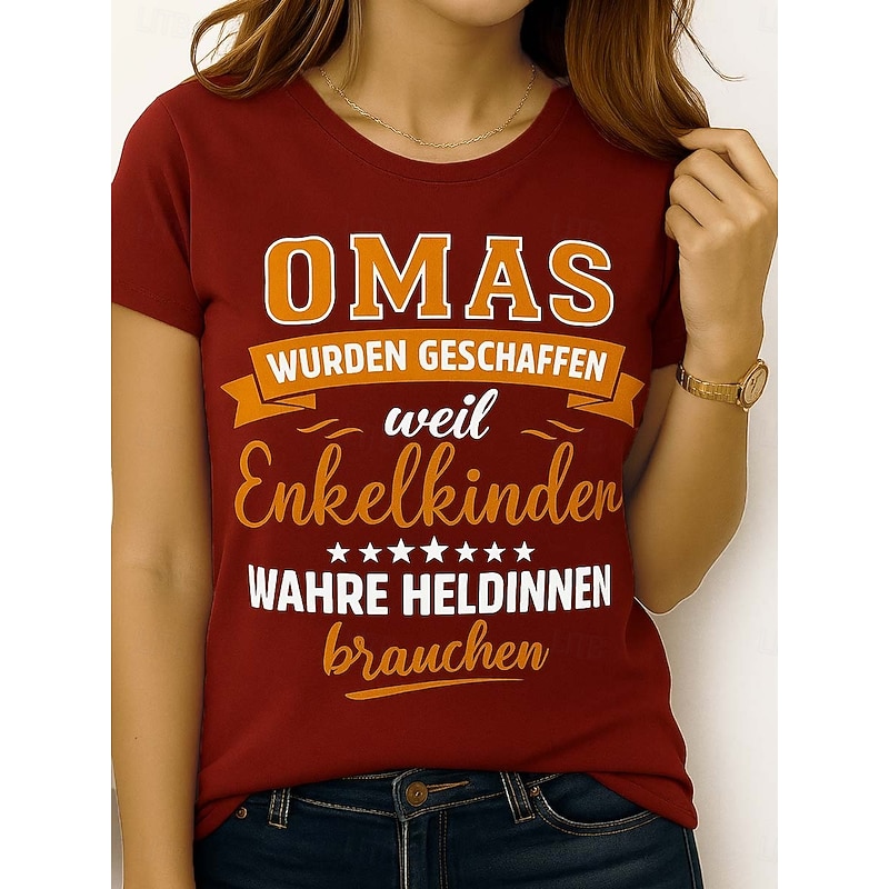 Women's T Shirt Graphic Letter Vintage Stylish Classic Short Sleeve Crew Neck Round Neck Regular Tops Daily Weekend Print Black Red Blue Summer Spring