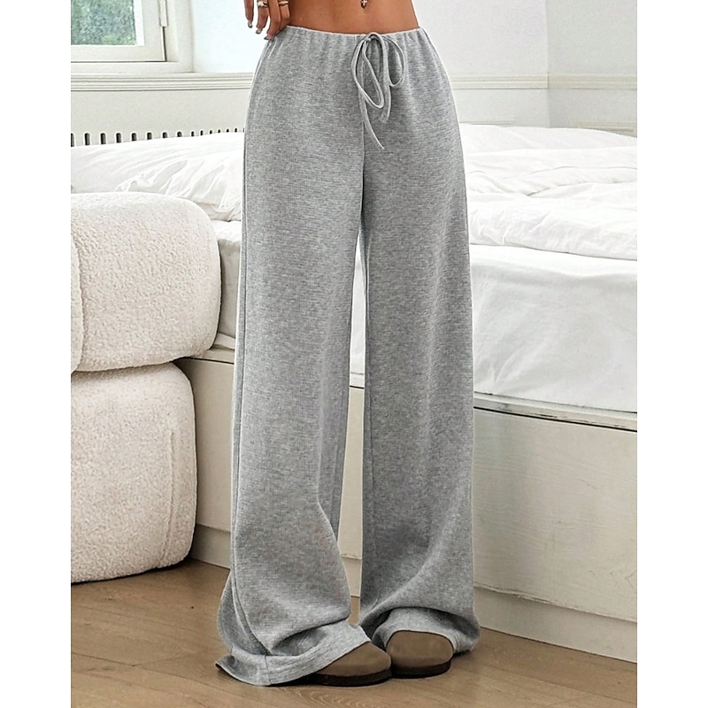 Women's Slacks Pants Trousers Streetwear Casual Full Length Natural Striped Elastic Drawstring Design Comfy Outdoor Comfortable Outdoor Vacation Holiday Brown / White White-Blue Black and White Black2