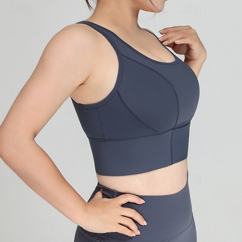 Women's Yoga Bra Sports Tank Top Pilates Bra Underwear High Impact High Supports Breathable Wireless Padded Solid / Plain Color Sport Activewear White Pink Gym Pilates Running4