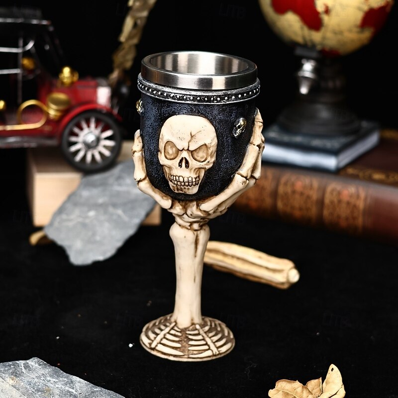 Halloween Skull Mug Skull Claw Handle Beer Mug Resin & Stainless Steel, Large Capacity Drinkware, Spooky Bar Decor, Halloween Party Beer Cup, Unique Gift Idea3