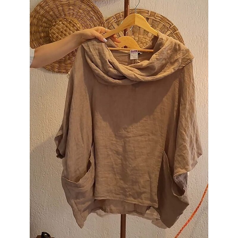 Women's Blouse Solid Color Elegant Casual Half Sleeve Scoop Neck Regular Tops Daily Holiday Black White Pink Red Blue Summer Fall