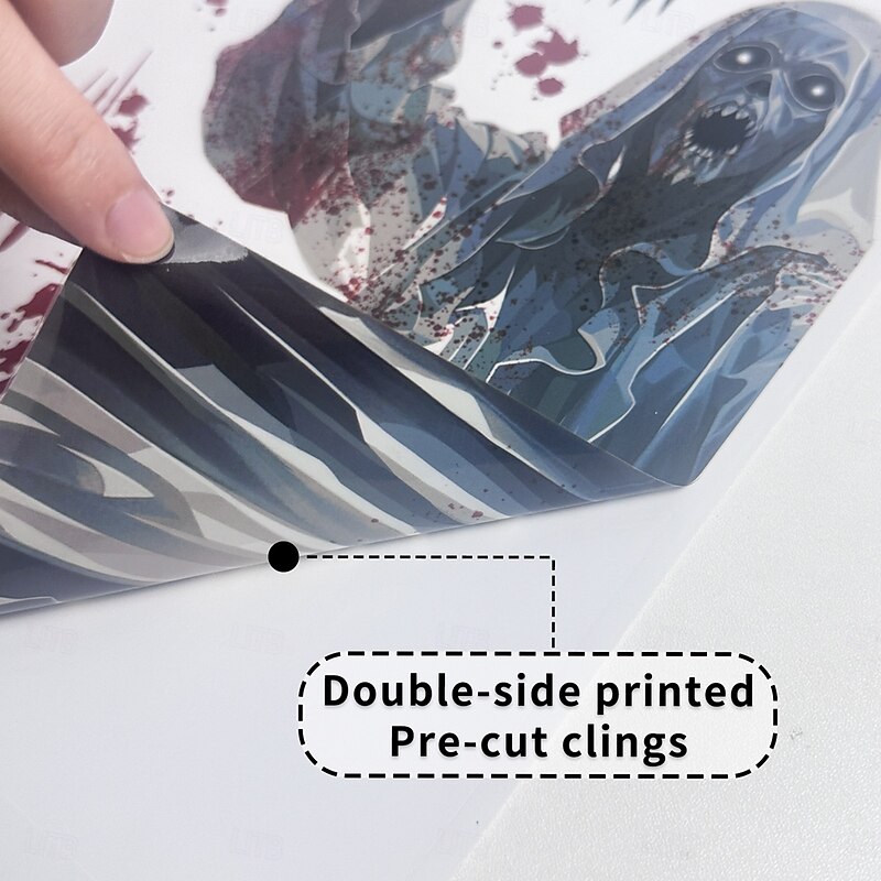 Halloween Window Cling Sticker Decals Decorations Double Side, Bloody Handprint Ghost Shadow Skeleton Static Stickers for Glass and Halloween Window Decor3