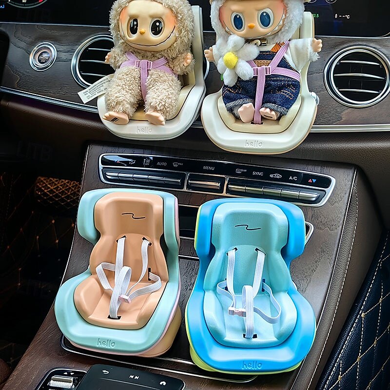 Doll Car Seat for 17cm Dolls with Air Vent Clip and Desktop Stand Cute and Functional Car Ornament for Blind Box Doll Fans2