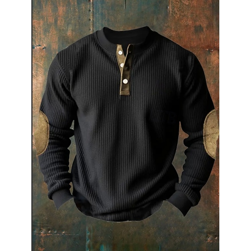 Men's Sweatshirt Black Standing Collar Plain Print Ribbed Textured Daily Holiday Going out Polyester Streetwear Casual Fall Winter Clothing Apparel Hoodies Sweatshirts  Long Sleeve