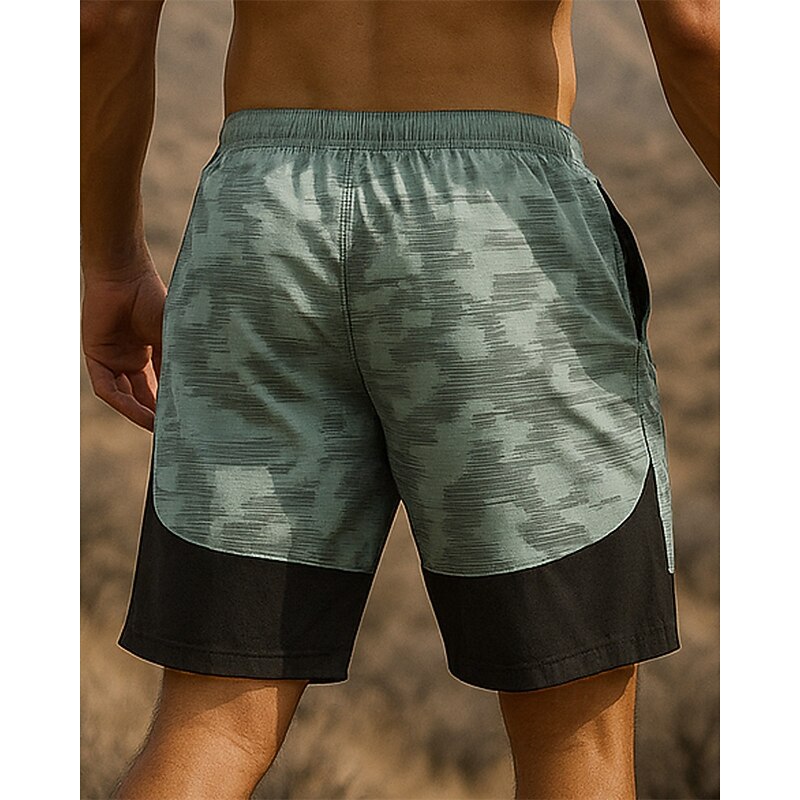 Men's Hiking Shorts Patchwork Summer Outdoor Regular Fit Quick Dry Lightweight Elastic Breathable Shorts Elastic Waist Dark Green Grey Tennis Golf Running M L XL XXL XXXL3