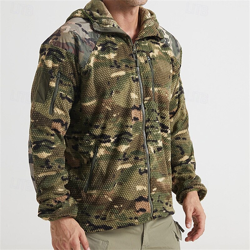 Men's Hiking Jacket Winter Coat Hiking Fleece Jacket Winter Outdoor Thermal Windproof Winter Fleece Jacket Green Green+Yellow2